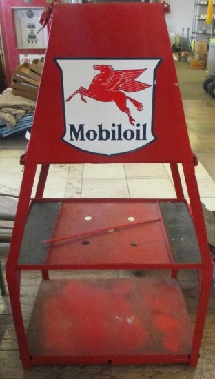 MOBILOIL OIL RACK DISPLAY WITH HINGED CAP COVERS