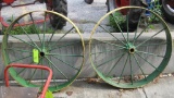 TWO LARGE IRON WHEELS