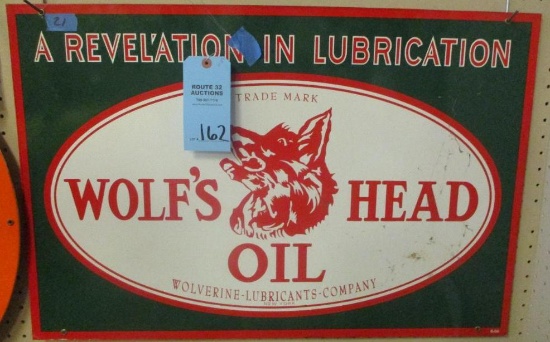 WOLF'S HEAD OIL ADVERTISING SIGN