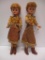 2 COWGIRL WESTERN DRESSED DOLLS