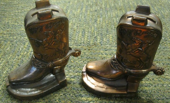 2 COLLECTIBLE ROY ROGERS METAL BOOT BANKS