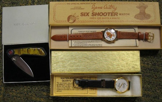 LOT OF 2 COLLECTOR WATCHES AND KNIFE