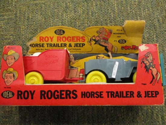 VINTAGE IDEAL ROY ROGERS HORSE TRAILER AND JEEP