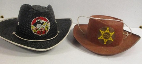 2 VINTAGE CHILDS COWBOY HATS