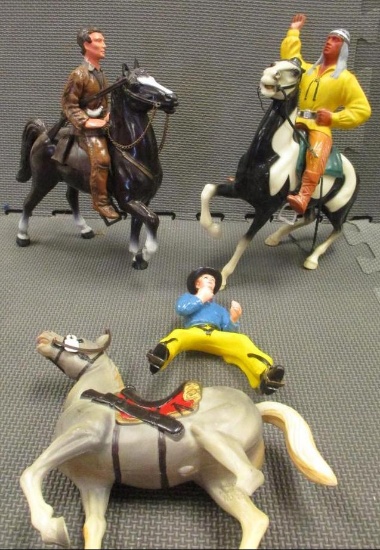 LOT OF 3 HORSES AND RIDERS