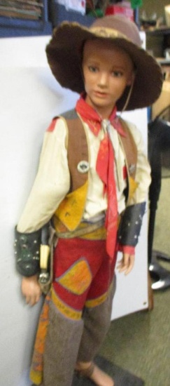CHILD SIZE DOLL DISPLAY WITH GENE AUTRY ITEMS