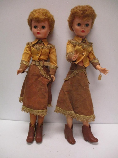 2 COWGIRL WESTERN DRESSED DOLLS