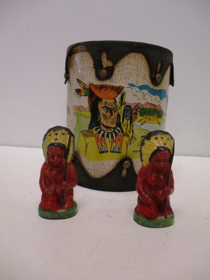 TOY DRUM AND SALT AND PEPPER SHAKERS
