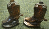 2 COLLECTIBLE ROY ROGERS METAL BOOT BANKS