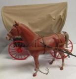 VINTAGE COVERED WAGON AND HORSE