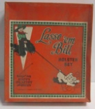 VINTAGE LASSO'EM BILL HOLSTER SET WITH DAISY CAP GUNS
