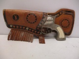 VINTAGE TOY HOLSTER WITH LONE RIDER TOY GUN