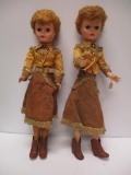 2 COWGIRL WESTERN DRESSED DOLLS