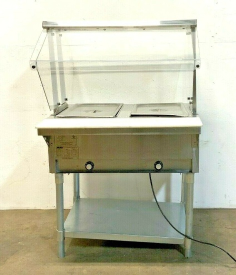 Eagle Group DHT2-120 33" Hot Food Table 2 Wells Cutting Board 2 Pan Shelf