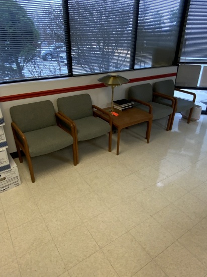 Lot of Office Furniture - 4 Chairs, 1 Lamp, 1 Table