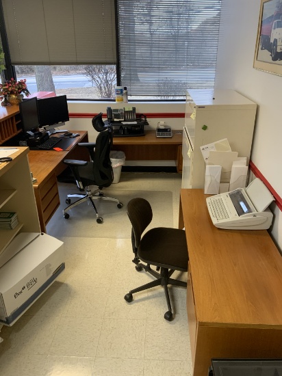 Lot of Office Furniture 3 Teak Desks