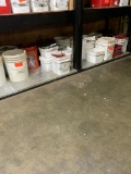 Mixed Lot of 11 Buckets of Miscellaneous Disassembled Roofing Fasteners Steel Plates Hardware