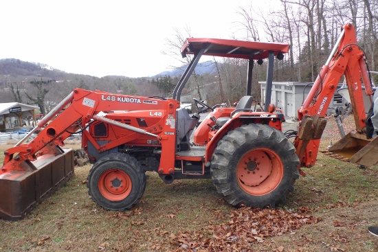 Kubota tractor L48, commercial backhoe