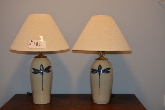 2 Matching Stoneware Lamps