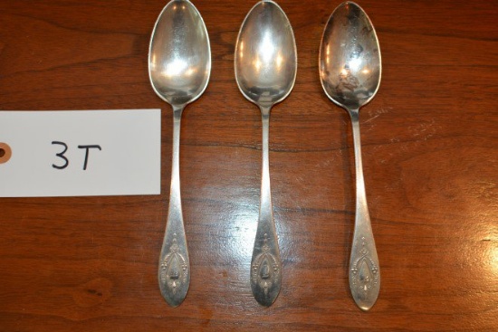 3 Vintage Matching Sterling Silver Spoons Pat. 1903 8 1/4"