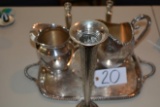 Stainless Steel Tray, Candles stick holder, 2 pitchers