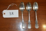 3 Vintage Matching Sterling Silver Spoons Gorham Pat.1891 8