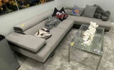 Lot:Grey Fabric Sofa,Coffee Table, Area Rug  S262
