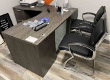 Lot: Desk, Return , 2 Black Chairs                         S210