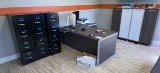Lot:3 File Cabinets, Desk w/Return, Cabinet  S212-A