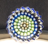 Perthshire Millefiori Style Fluted Edge Glass Paperweight