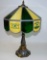 LAMP WITH JOHN DEERE LEADED GLASS SHADE