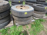 Different Treads 11R-24.5 Tires (3) and 1 Rim