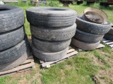 (4) 11R24.5 Tires with 3 Rims