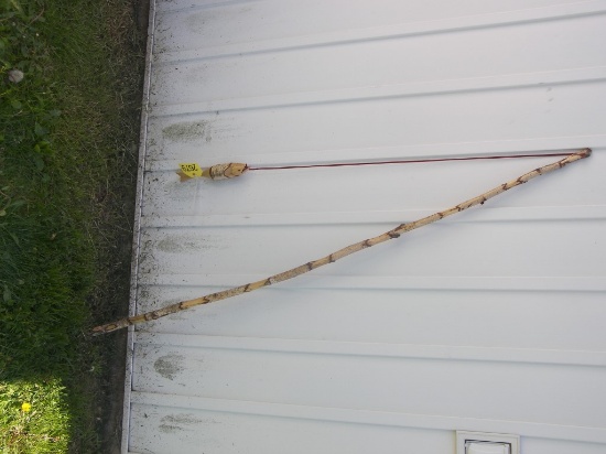 Amish Made Fishing Pole w/Wooden Fish 66 inches High