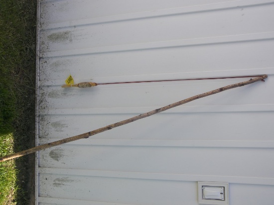 Amish Made Fishing Pole w/Wooden Fish 67 inches High