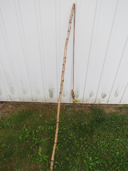 Amish Made Fishing Pole w/Wooden Fish 67 inches High
