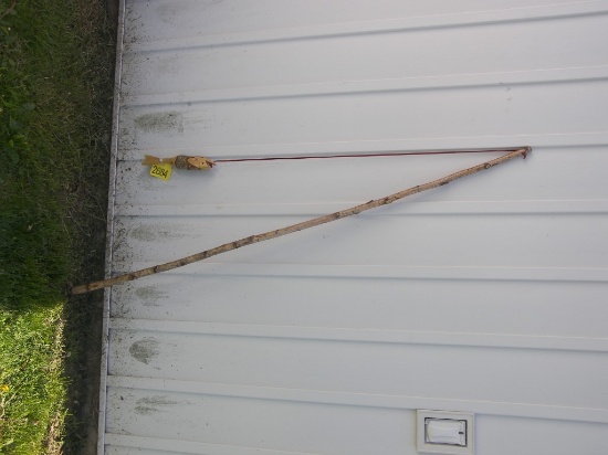 Amish Made Fishing Pole w/Wooden Fish 63 inches High