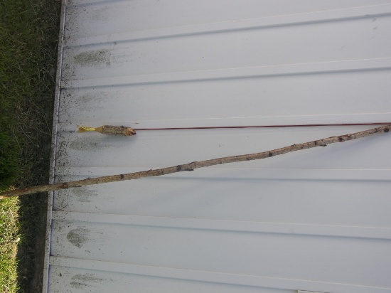 Amish Made Fishing Pole w/Wooden Fish 64 inches High