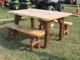 Deer Jumping Fence Table and 2 Benches