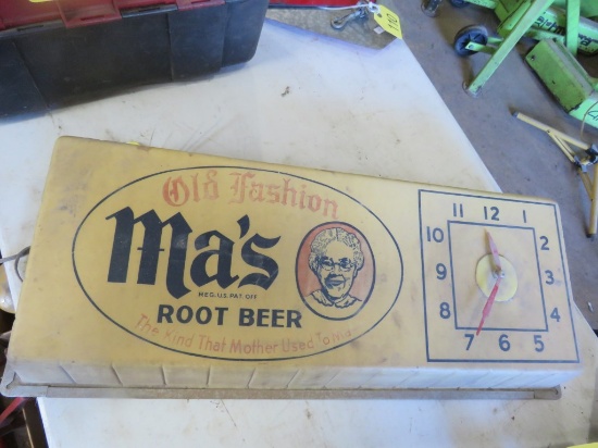 Old Fashion Ma's Rootbeer Lighted Clock