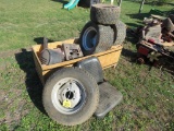 Pallet of Lawn Tractor parts/tires/rims