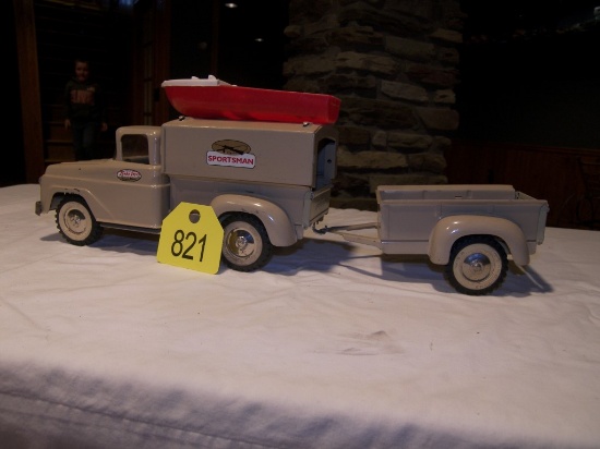 2 pc Sportsman Tonka Toys Truck w/Trailer & Boat