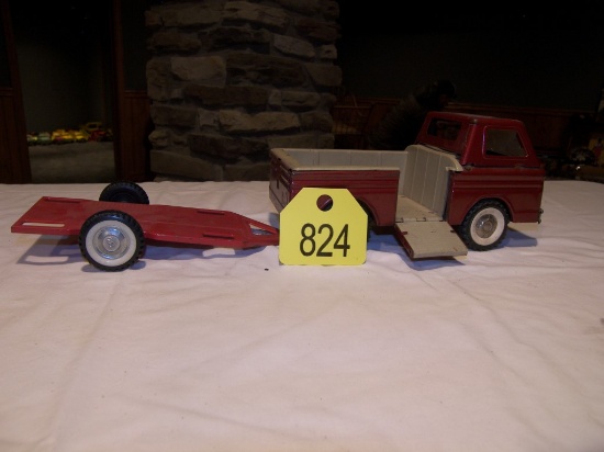 Structo 2 pc Truck w/Flat Trailer