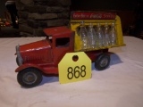 Tin Every Bottle Coca Cola Sterlized Truck w/10 Glass Coca Cola Bottles