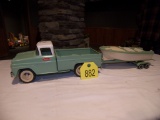 3 pc Tonka Truck w/Matching Trailer & Boat