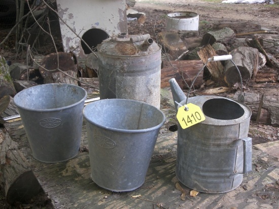 4 Pc Galv Cans & Sprinkler Can
