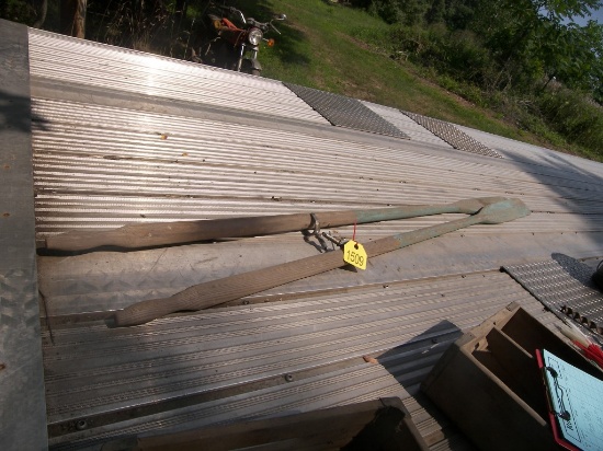 Pair of Old Green Paint Oars