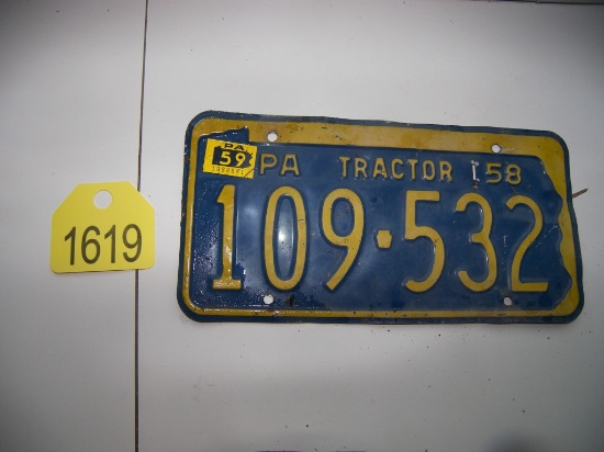 58 License Plate PA Tractor