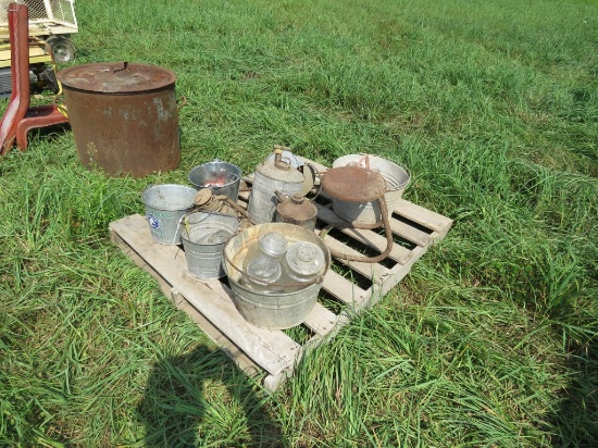 Pallet of Old Kero Cans & Jars