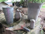 5 pc Galv & Alum Buckets Pitcher Air Plane 1 pint Oil Can